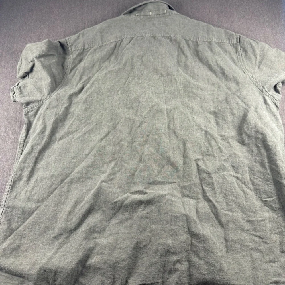 Banana Republic Mens XXL Olive Green Linen Blend Short Sleeve Button Up Shirt